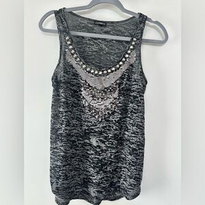 Express Black & Gray Embellished Tank Top